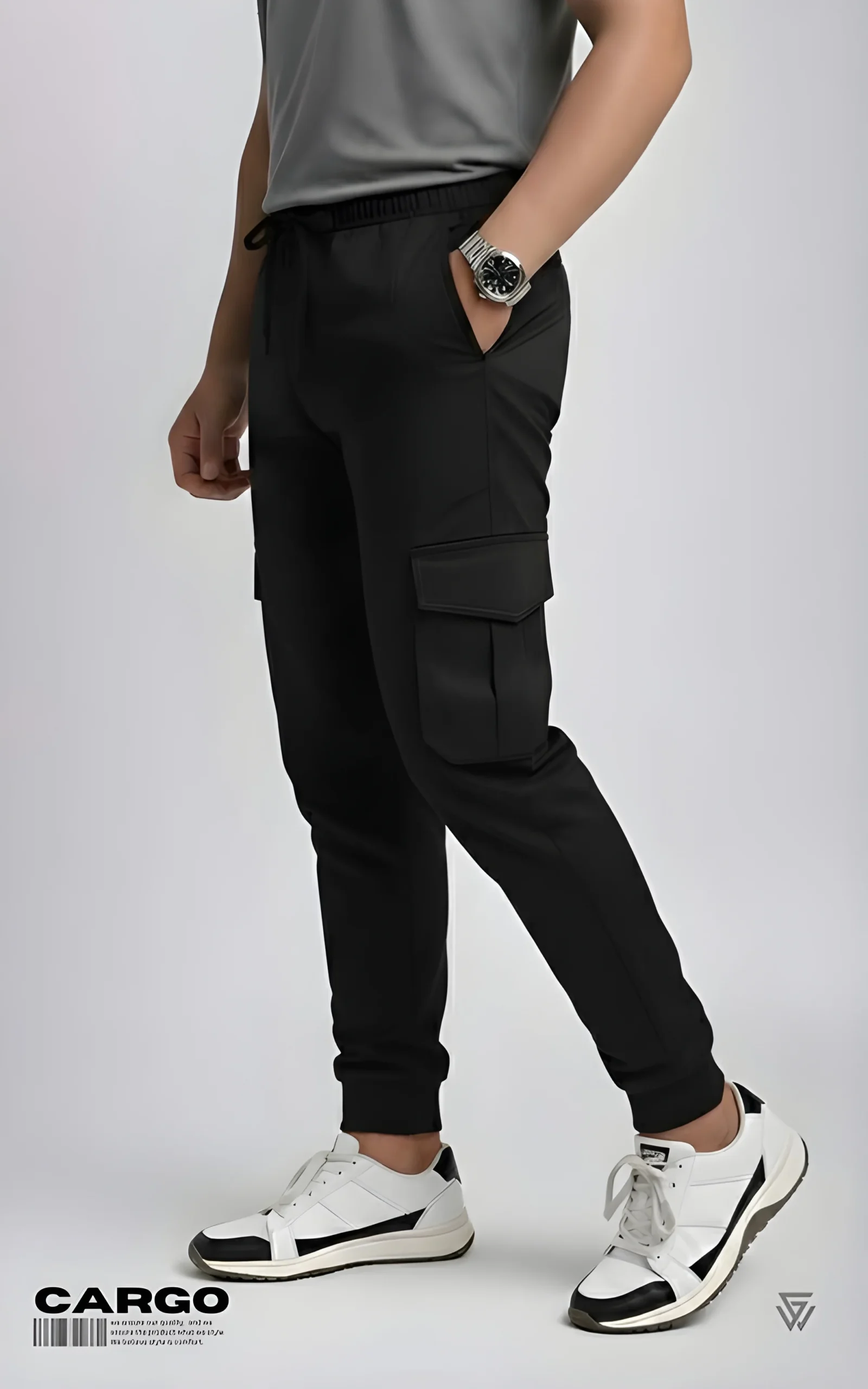 2 Piece Combo Cargo Joogers ( Black + Silver ) - Image 2