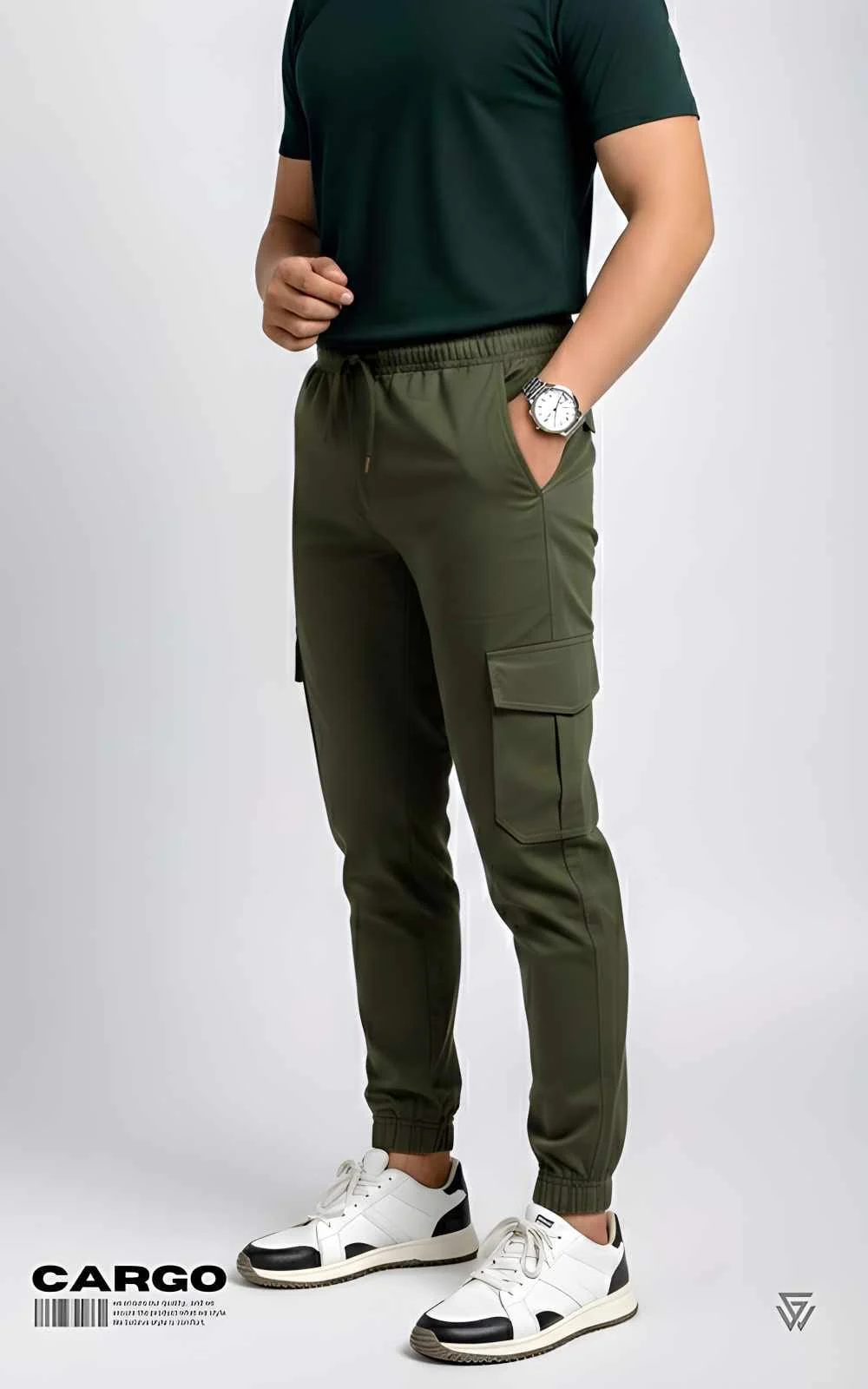 Men's Cargo Joggers ( Olive )
