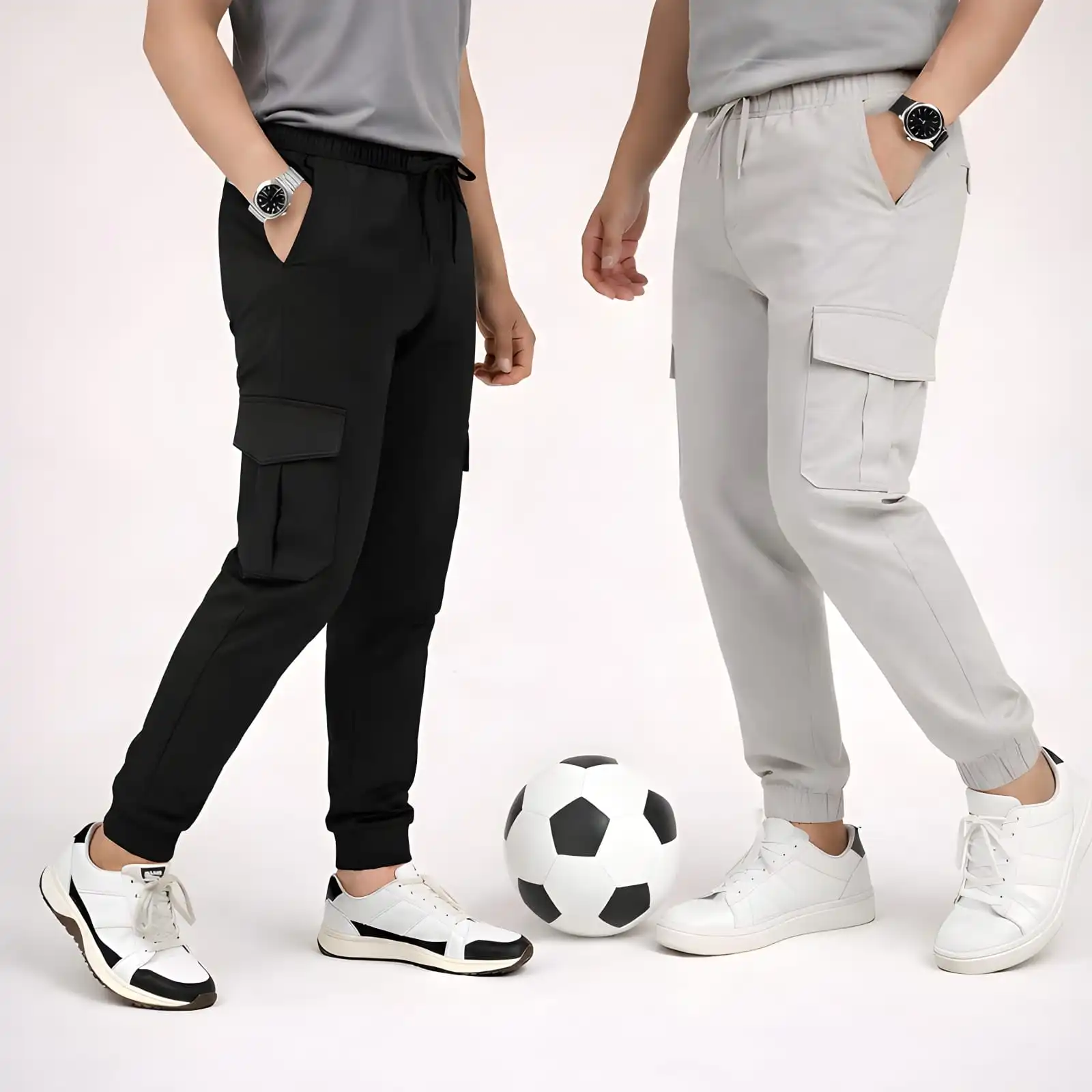 2 Piece Combo Cargo Joogers ( Black + Silver )