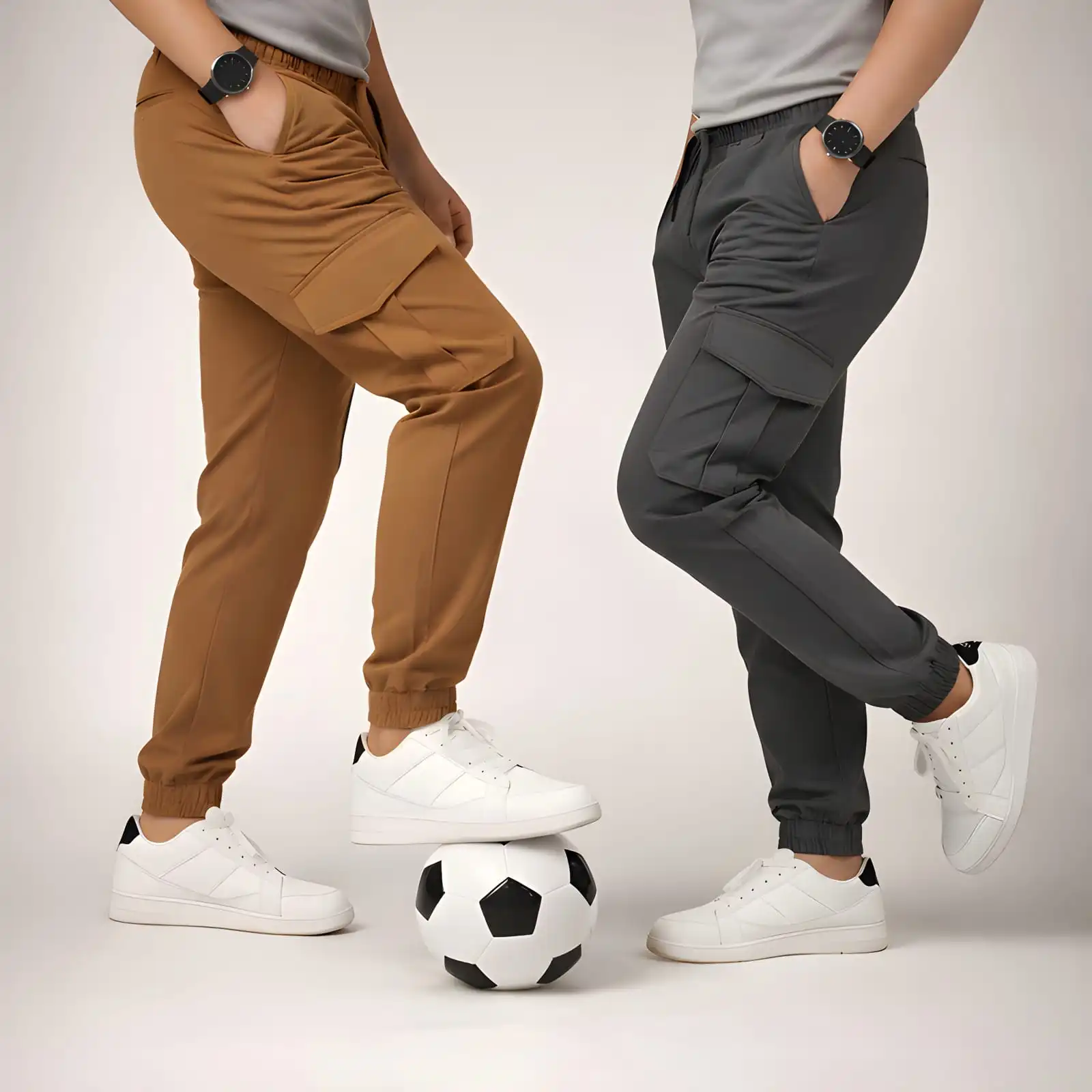 2 Piece Combo Cargo Joogers ( Deep Mustard + Dark Ash )